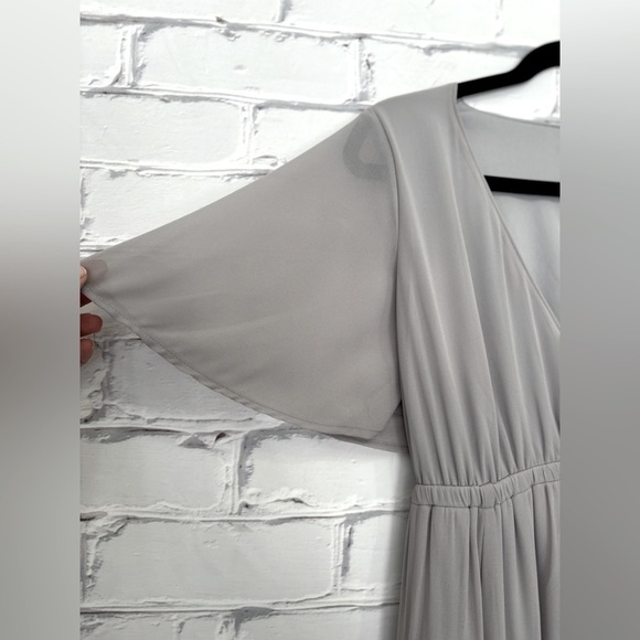 Show me your MUMU Emily Empire Maxi Dress in Dove Grey Chiffon - Picture 6 of 8